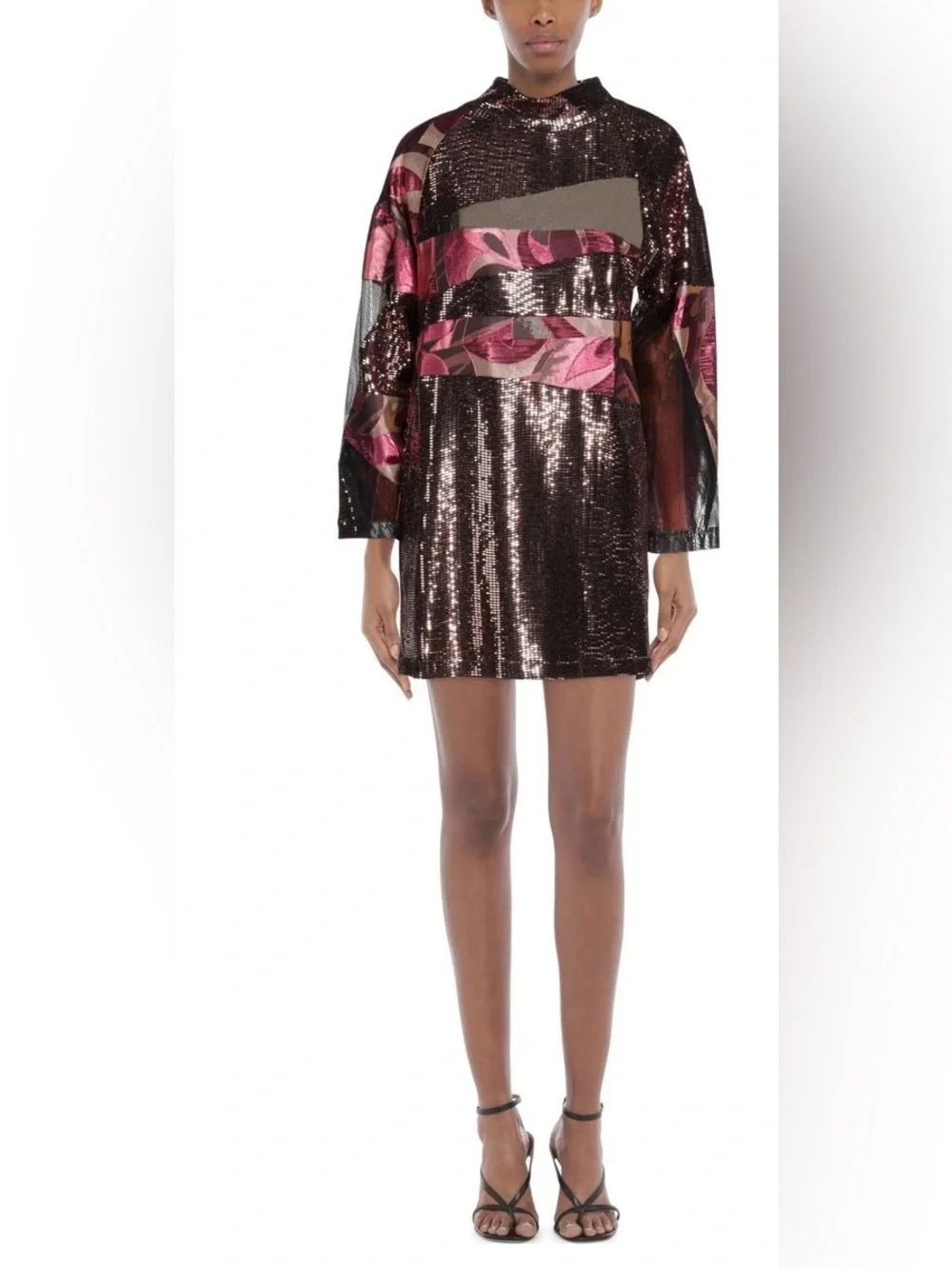 Stunning custo Barcelona patchwork Sequin dress in rose gold and Pink size 6 nwt